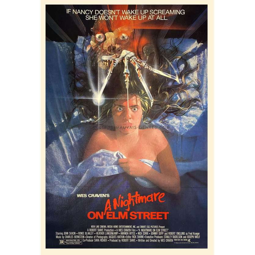 LES GRIFFES DE LA NUIT Affiche de film U.S entoilée - 1985 - Wes Craven, Freddy Krueger, Englund
