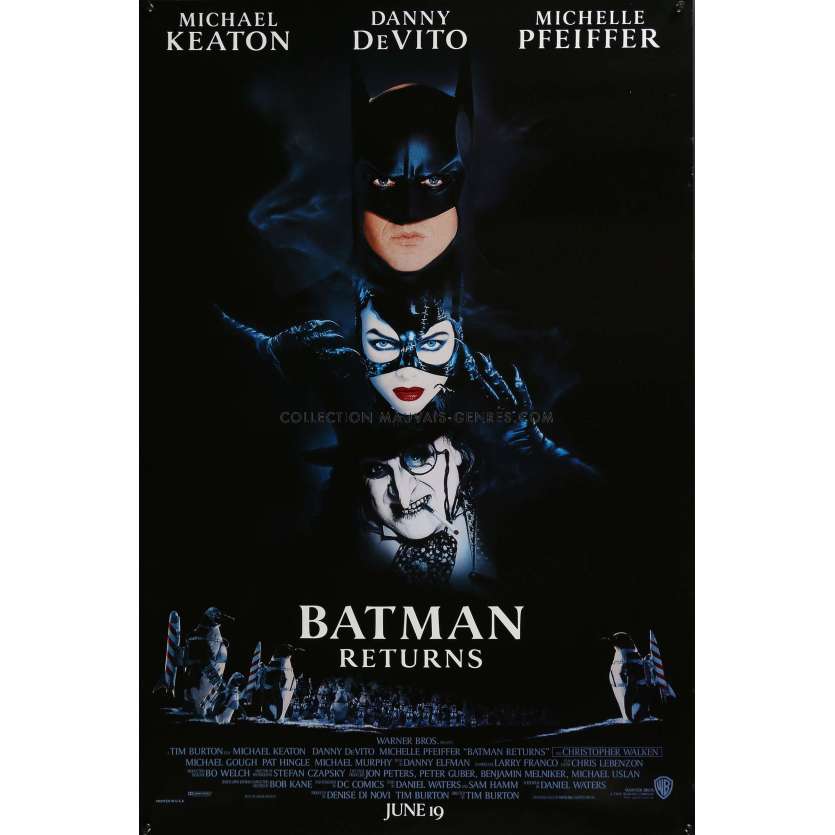 BATMAN 2 LE DEFI Affiche de cinéma- 69x104 cm. - 1992 - Tim Burton, Michael Keaton