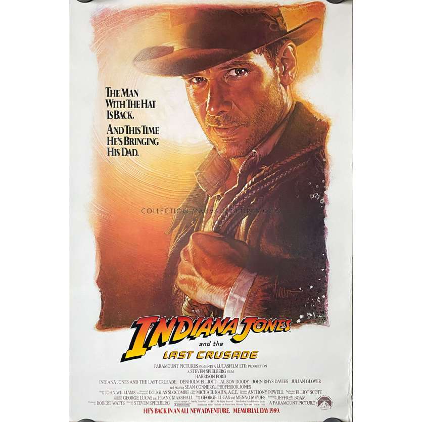 INDIANA JONES ET LA DERNIERE CROISADE Affiche de cinéma Blanche Prev. - 69x104 cm. - 1989 - Steven Spielberg, Harrison Ford