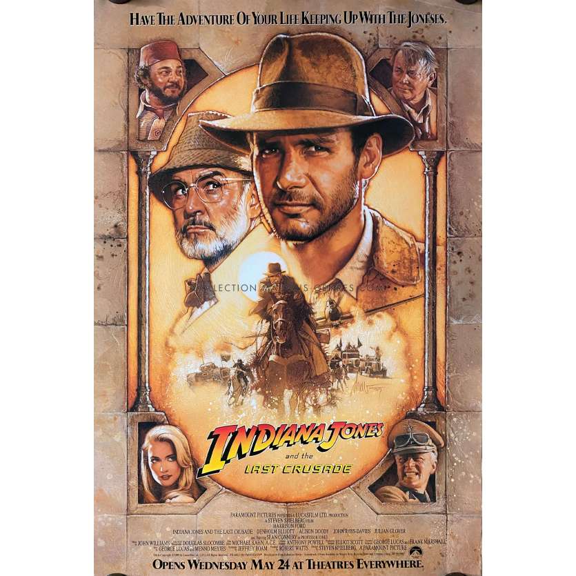 INDIANA JONES AND THE LAST CRUSADE U.S Movie Poster Brown Adv. - 27x40 in. - 1989 - Steven Spielberg, Harrison Ford