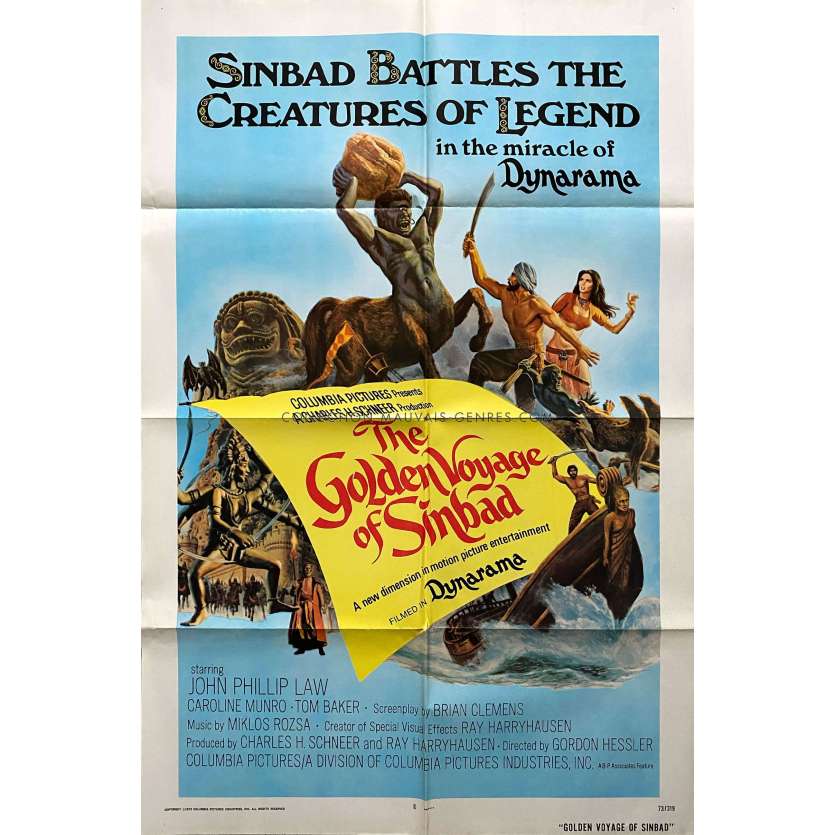THE GOLDEN VOYAGE OF SINBAD U.S Movie Poster- 27x41 in. - 1973 - Ray Harryhausen, Caroline Munro