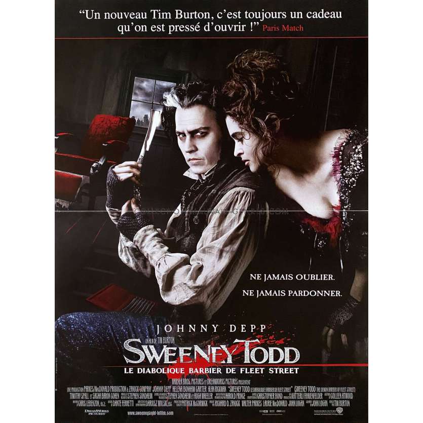 SWEENEY TODD French Movie Poster- 15x21 in. - 2007 - Tim Burton, Johnny Depp