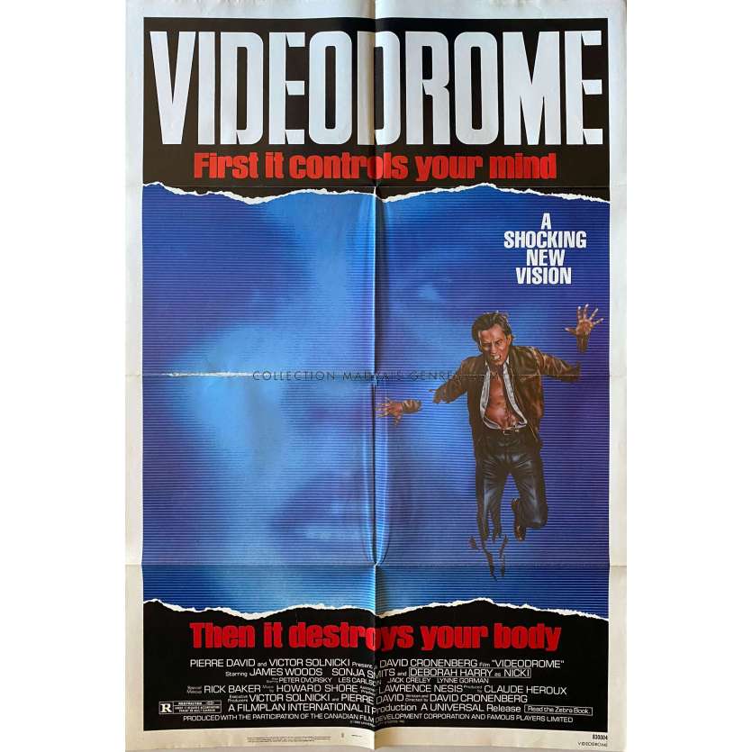VIDEODROME Affiche de cinéma- 69x104 cm. - 1983 - David Cronenberg, James Woods