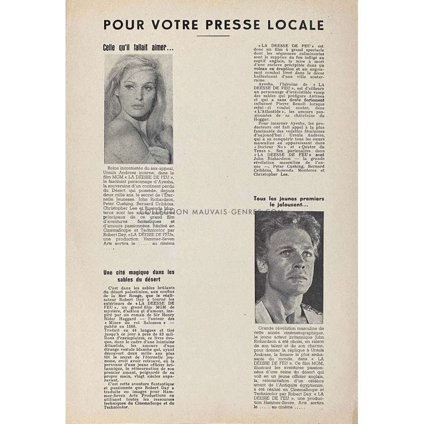 SHE French Supplement 4p - 9x12 in. - 1965 - Robert Day, Ursula Andress