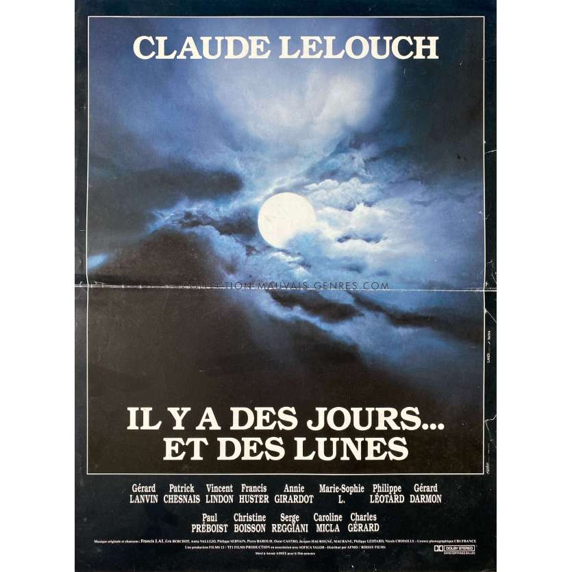 IL Y A DES JOURS ET DES LUNES Affiche de cinéma- 40x54 cm. - 1990 - Claude Lelouch, Gérard lanvin