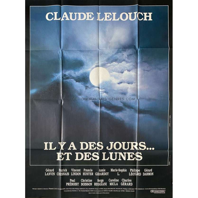 THERE WERE DAYS AND MOONS French Movie Poster Style A Moon. - 47x63 in. - 1990 - Claude Lelouch, Gérard lanvin