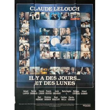 IL Y A DES JOURS ET DES LUNES Affiche de cinéma Style B. - 120x160 cm. - 1990 - Claude Lelouch, Gérard lanvin