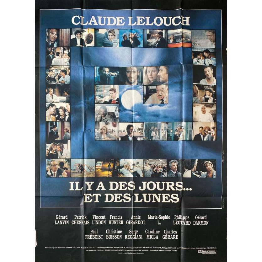 IL Y A DES JOURS ET DES LUNES Affiche de cinéma Style B. - 120x160 cm. - 1990 - Claude Lelouch, Gérard lanvin