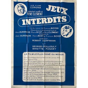 FORBIDDEN GAMES French Movie Poster- 47x63 in. - 1952/R1955 - René Clément, Brigitte Fossey