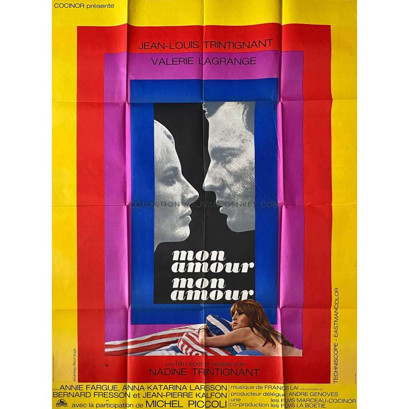 MON AMOUR MON AMOUR French Movie Poster- 47x63 in. - 1967 - Nadine Trintignant, Jean-Louis Trintignant