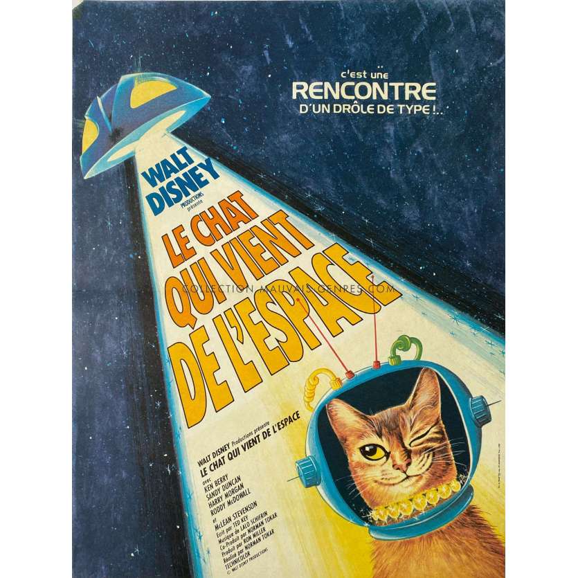 THE CAT FROM OUTER SPACE French Movie Poster Def - 15x21 in. - 1978 - Norman Tokar, Ken Berry