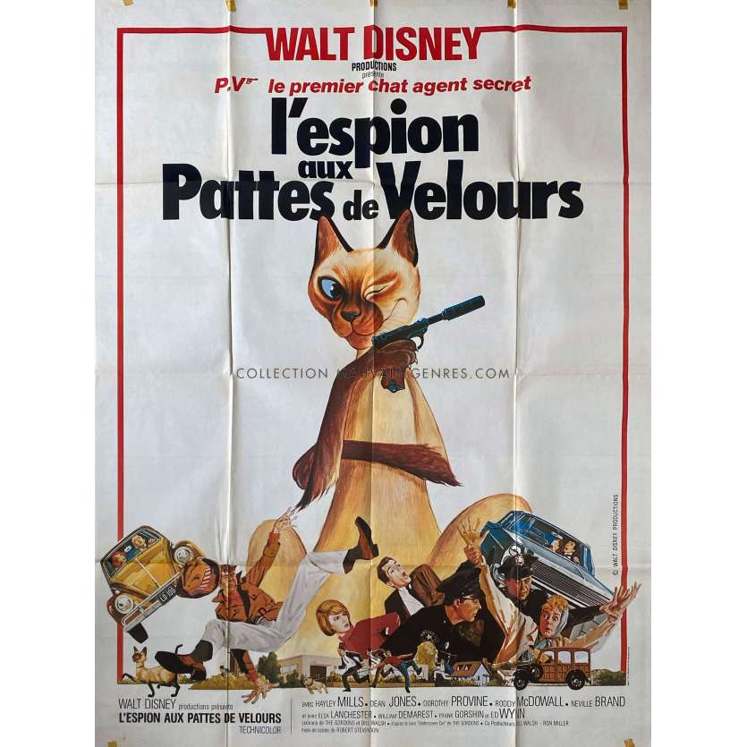 L'ESPION AUX PATTES DE VELOURS Affiche de cinéma- 120x160 cm. - 1965 - Walt Disney, Dean Jones