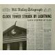 BACK TO THE FUTURE Newspaper Prop Replica Clock Tower 15x21 in. USA - 1985 - Robert Zemeckis, Michael J. Fox