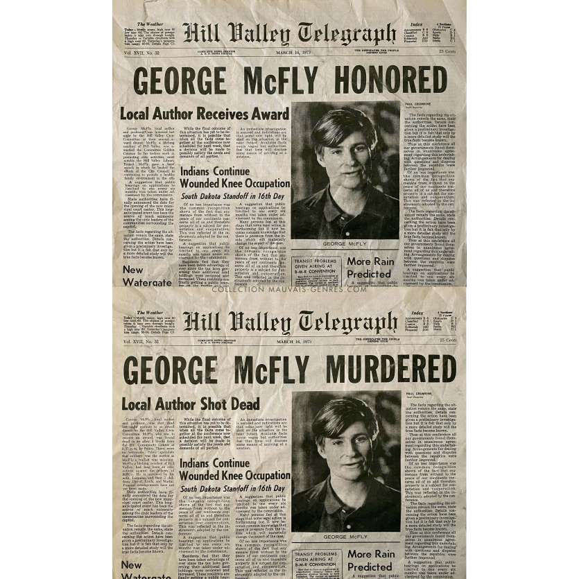 BACK TO THE FUTURE Newspapers Prop Replicas George McFly15x21 in. US - 1985 - Robert Zemeckis, Michael J. Fox