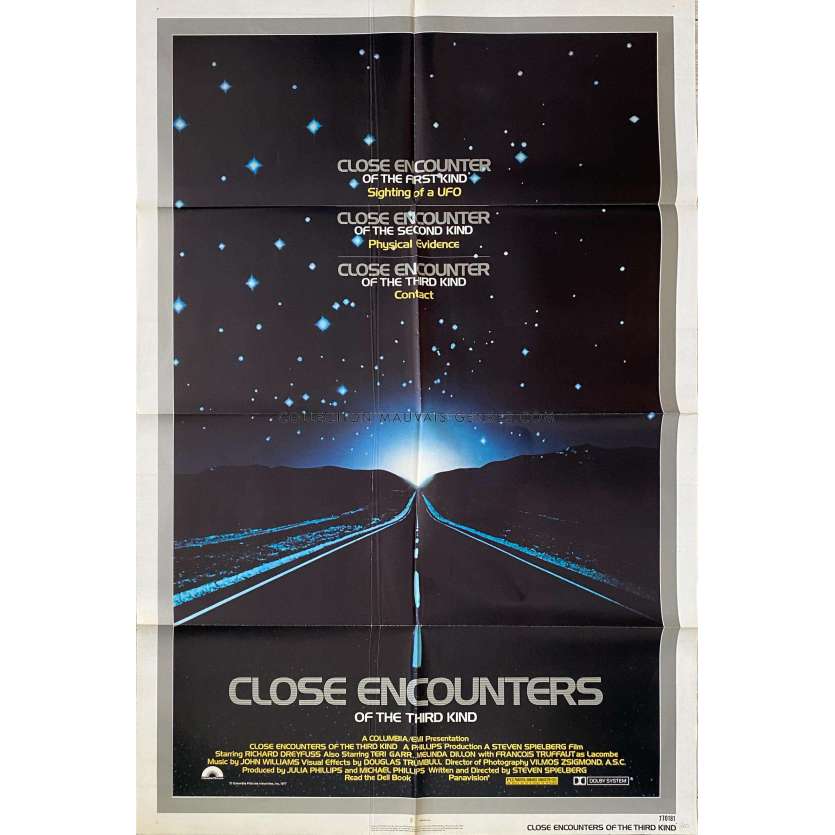 RENCONTRES DU TROISIEME TYPE Affiche de cinéma américaine- 69x104 cm. - 1977 - Steven Spielberg, Richard Dreyfuss