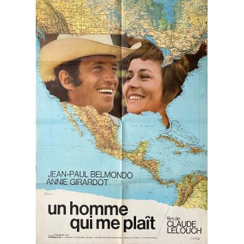 UN HOMME QUI ME PLAIT Affiche de cinéma française- 60x80 cm. - 1969 - Jean-Paul Belmondo, Claude Lelouch
