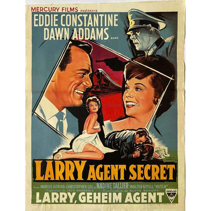 LARRY AGENT SECRET Affiche de cinéma belge- 35x55 cm. - 1959 - Eddie Constantine, Alvin Rakoff
