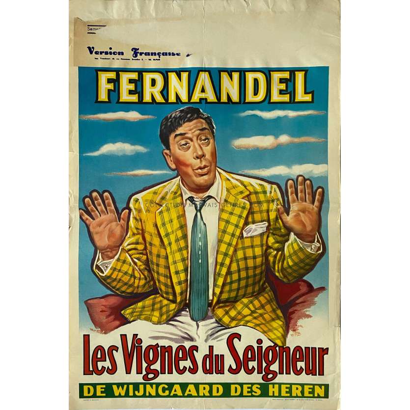 LES VIGNES DU SEIGNEUR Belgian Movie Poster- 14x21 in. - 1958 - Fernandel, Jean Boyer