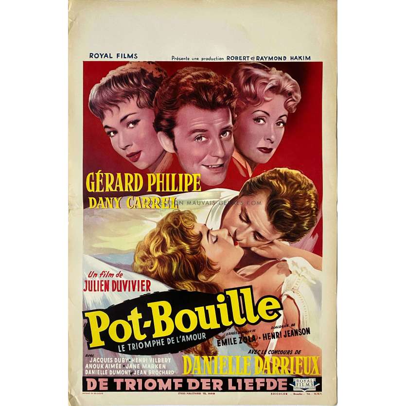 POT-BOUILLE Belgian Movie Poster- 14x21 in. - 1957 - Gérard Philipe, Julien Duvivier