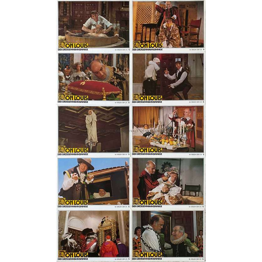 LA FOLIE DES GRANDEURS Photos de film allemandes x10 - 21x30 cm. - 1971 - Louis de Funes, Gérard Oury