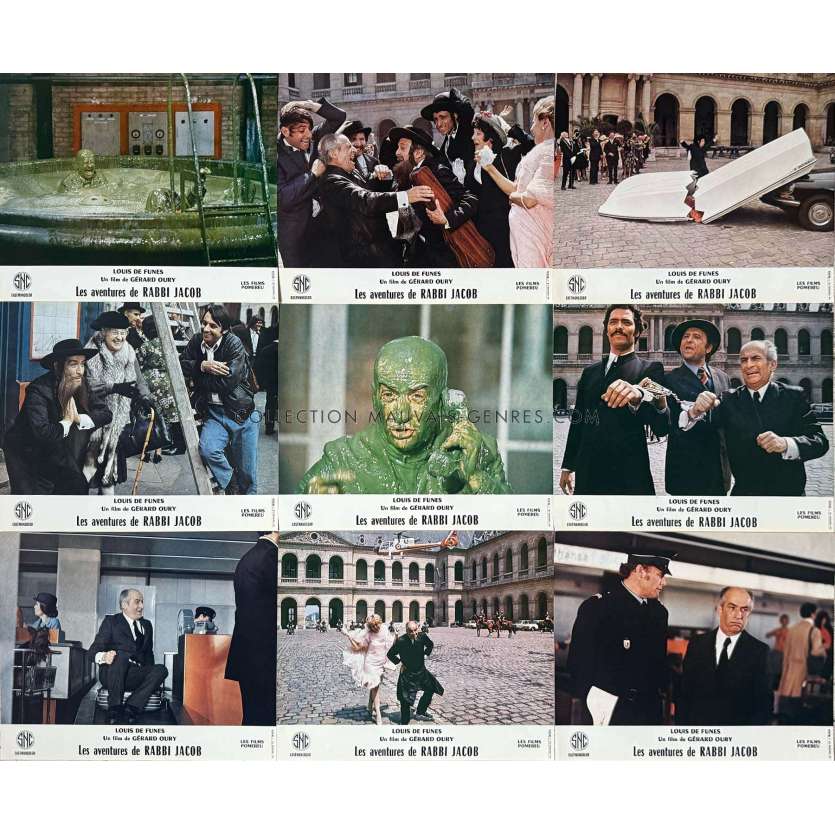 THE MAD ADVENTURES OF RABBI JACOB French Lobby Cards x9 - 10x12 in. - 1973 - Louis de Funès, Gérard Oury
