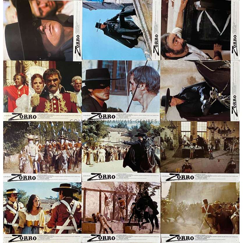 ZORRO French Lobby Cards x12 - set A. - 9x12 in. - 1975 - Alain Delon, Duccio Tessari