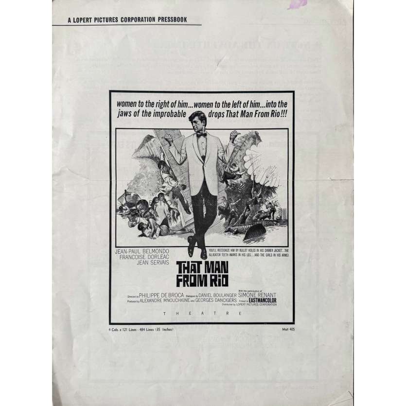THE MAN FROM RIO U.S Pressbook 12 pages. - 12x16 in. - 1964 - Jean-Paul Belmondo, Philippe de Broca