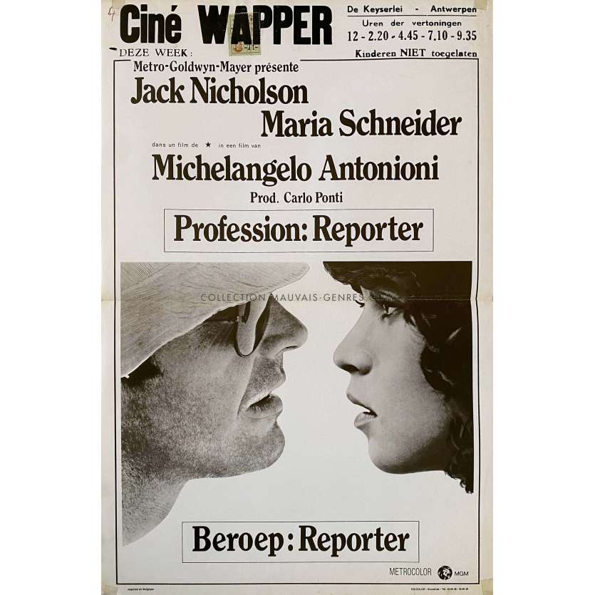 PROFESSION REPORTER Affiche de cinéma belge- 35x55 cm. - 1975 - Jack Nicholson, Michelangelo Antonioni