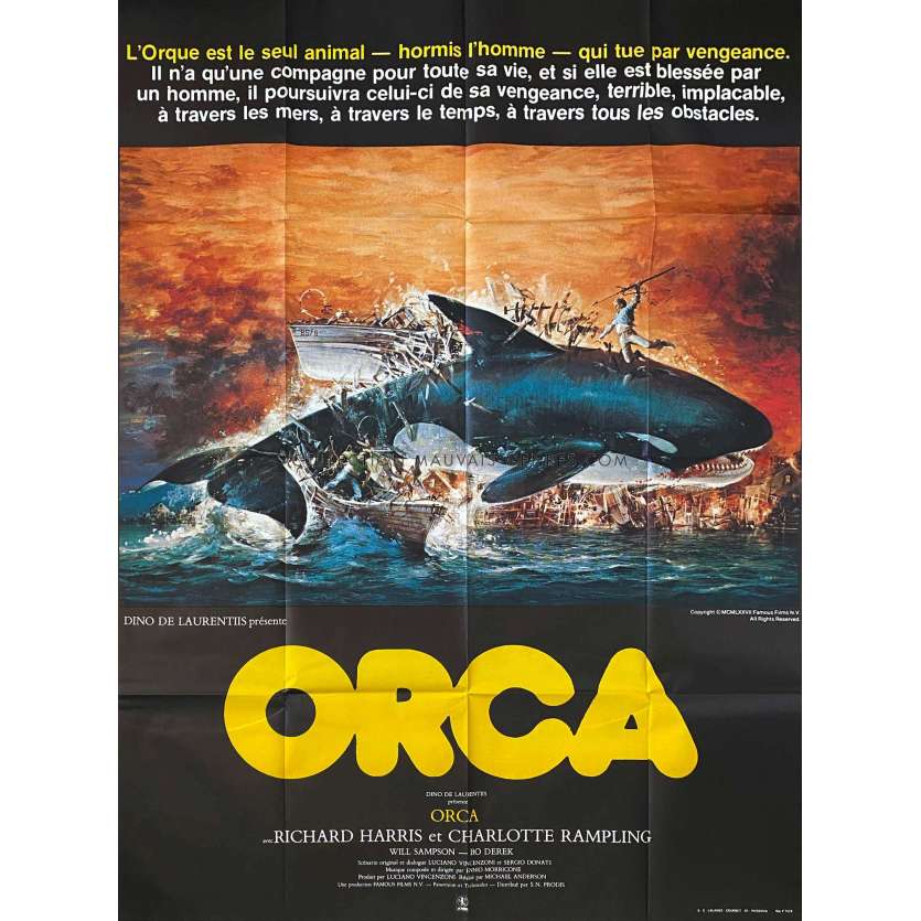 ORCA Affiche de cinéma française- 120x160 cm. - 1977 - Richard Harris, Michael Anderson