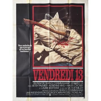 VENDREDI 13 Affiche de cinéma française- 120x160 cm. - 1980 - Kevin Bacon, Sean S. Cunningham