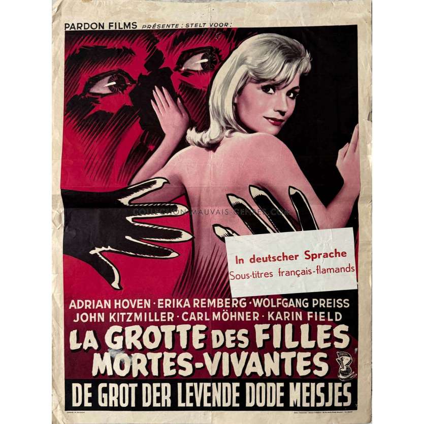 LA NUIT DES VAMPIRES Affiche de cinéma belge- 35x55 cm. - 1964 - Adrian Hoven, Ákos Ráthonyi