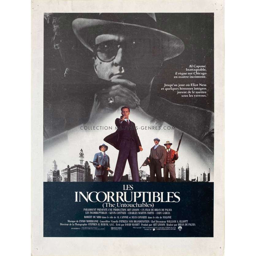 LES INCORRUPTIBLES Synopsis français 2p - 24x34 cm. - 1987 - Kevin Costner, Brian de Palma