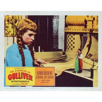 3 WORLDS OF GULLIVER US Lobby Card N4 11x14 - 1960 - Ray Harryhausen, Kerwin Mathews