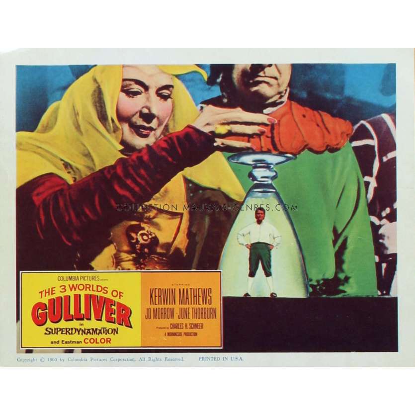 3 WORLDS OF GULLIVER US Lobby Card N2 11x14 - 1960 - Ray Harryhausen, Kerwin Mathews