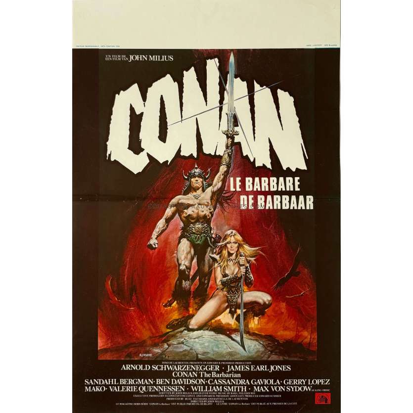CONAN LE BARBARE Affiche de cinéma- 35x55 cm. - 1982 - Arnold Schwarzenegger, John Milius