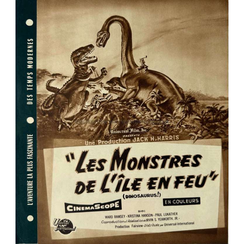LES MONSTRES DE L'ILE EN FEU Synopsis 4p - 21x30 cm. - 1960 - Ward Ramsey, Irvin S. Yeaworth Jr.