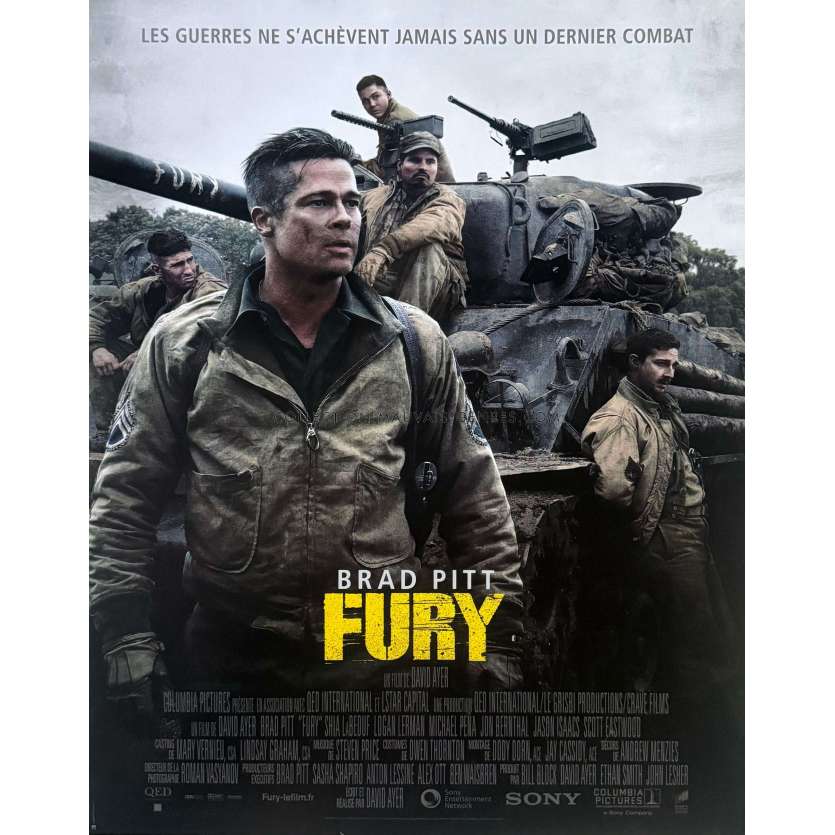 FURY Movie Poster- 15x21 in. - 2014 - Brad Pitt, David Ayer