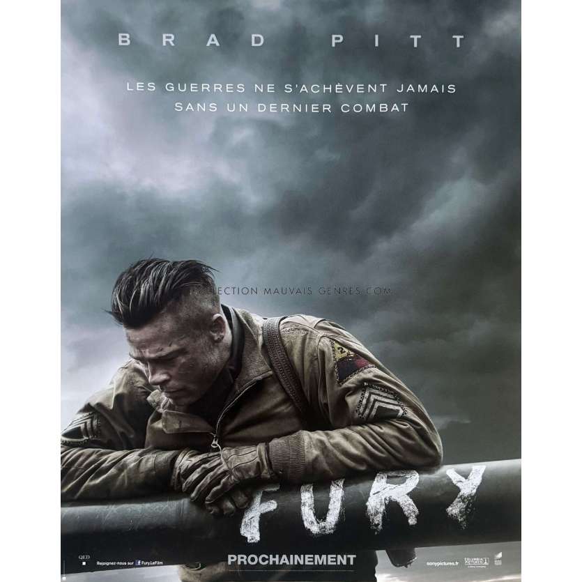 FURY Affiche de cinéma Prev. - 40x54 cm. - 2014 - Brad Pitt, David Ayer