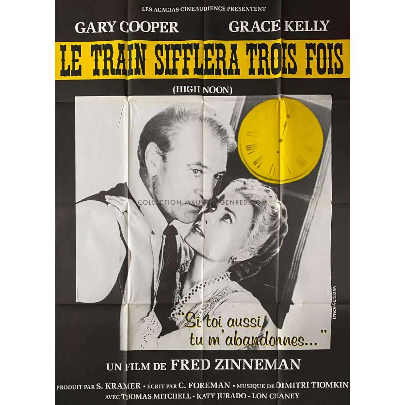 LE TRAIN SIFFLERA TROIS FOIS Affiche de cinéma- 120x160 cm. - 1952/R1970 - Gary Cooper, Fred Zinnemann