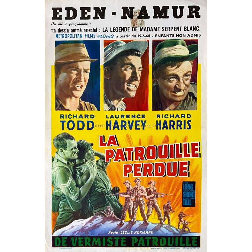 LA PATROUILLE EGAREE Affiche de cinéma- 35x55 cm. - 1961 - Richard Harris, Leslie Norman
