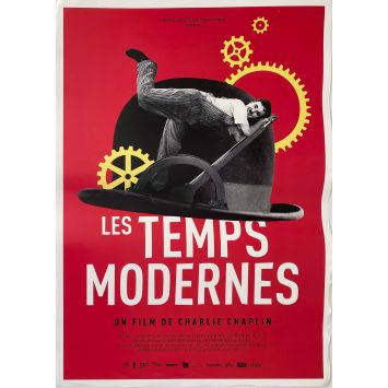 LES TEMPS MODERNES Affiche de film Style Rouge - 40x60 cm. - 1936/R2019 - Paulette Goddard, Charles Chaplin