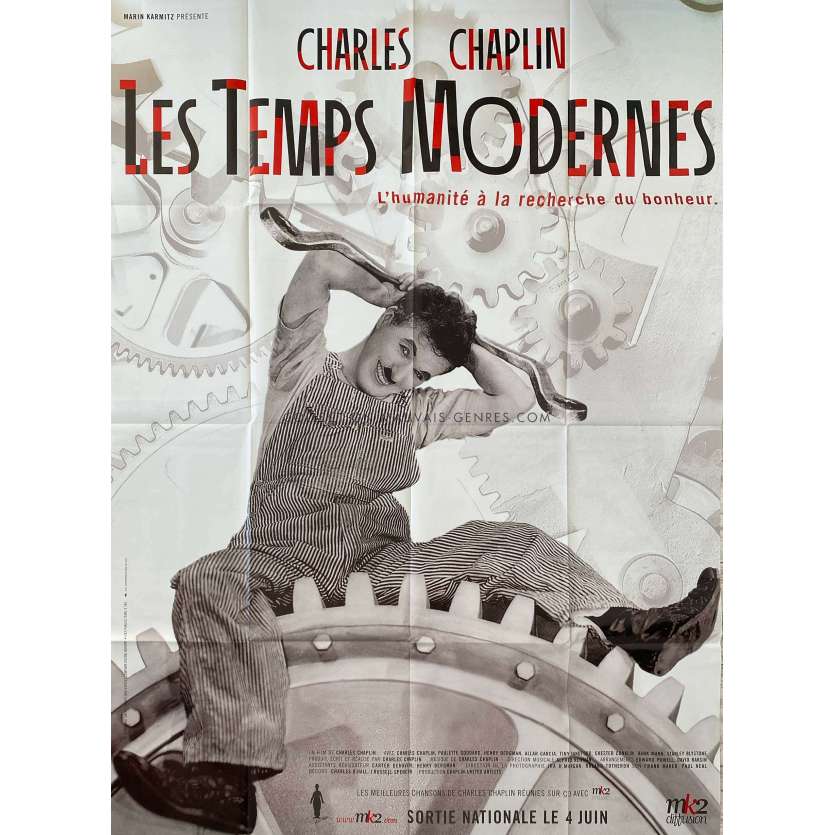 LES TEMPS MODERNES Affiche de film- 120x160 cm. - 1936/R2000 - Paulette Goddard, Charles Chaplin