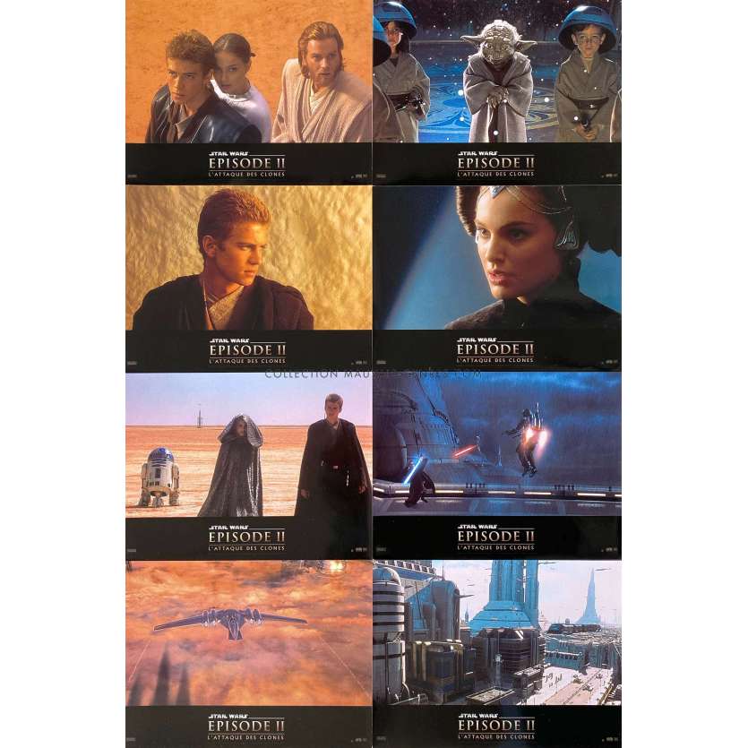 STAR WARS - ATTACK OF THE CLONES Lobby Cards x8 - 9x12 in. - 2002 - Natalie Portman, George Lucas