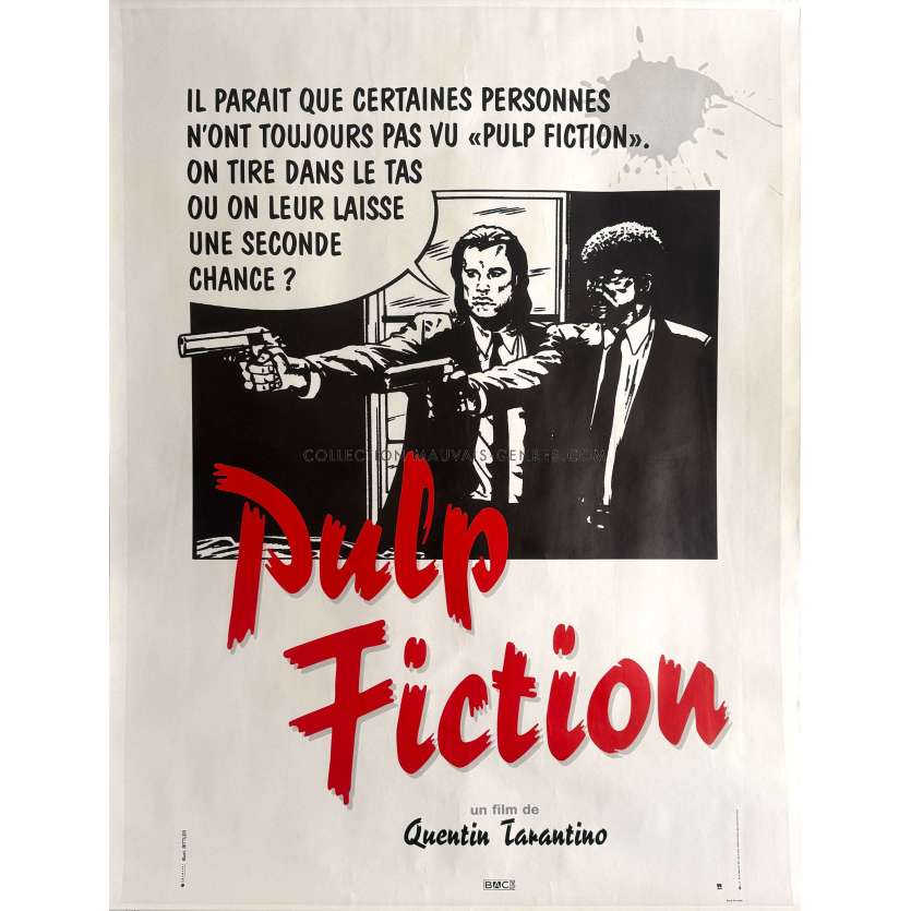copy ofPULP FICTION Movie Poster B&W style. - 47x63 in. - 1994 - Quentin Tarantino, Uma Thurman