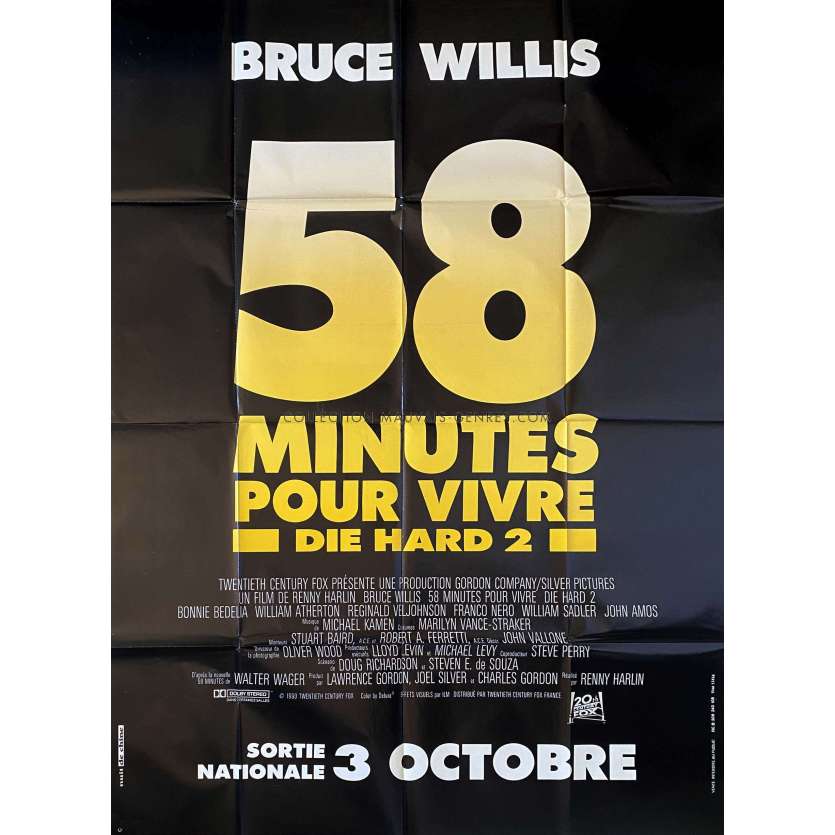 58 MINUTES POUR VIVRE Affiche de cinéma Prev - Style C - 120x160 cm. - 1990 - Bruce Willis, Renny Harlin