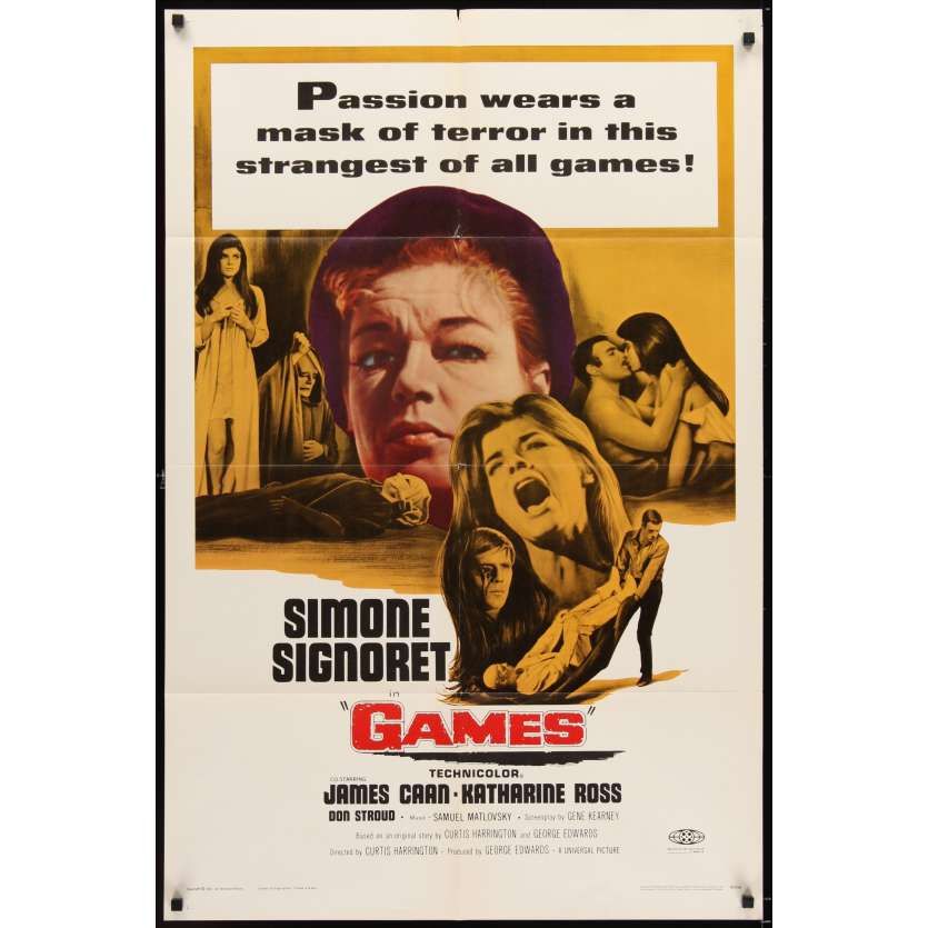 GAMES 1sh '67 Simone Signoret, Katharine Ross, passion wears a mask of terror