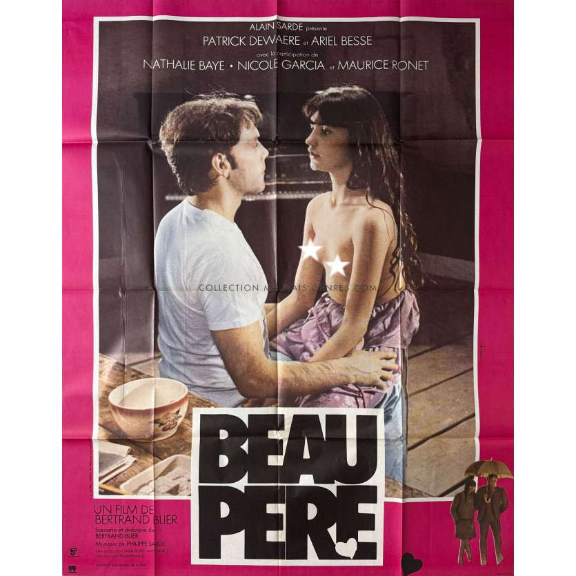 BEAU PERE Affiche de cinéma Style Fuschia - 120x160 cm. - 1981 - Patrick Dewaere, Bertrand Blier