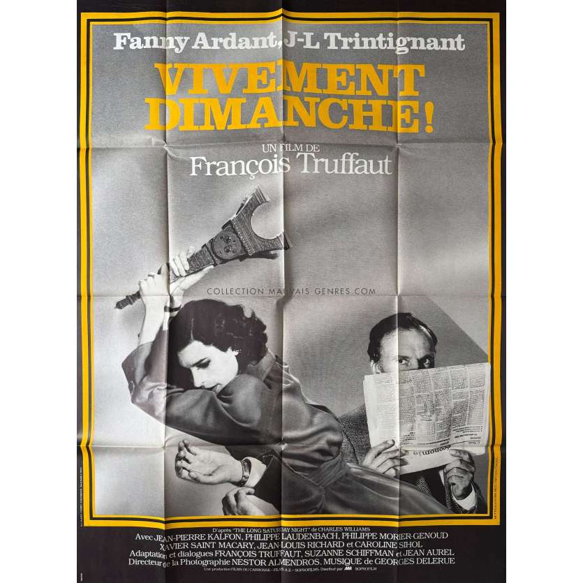 CONFIDENTIALLY YOURS French Movie Poster- 47x63 in. - 1983 - Fanny Ardant, FranCois Truffaut