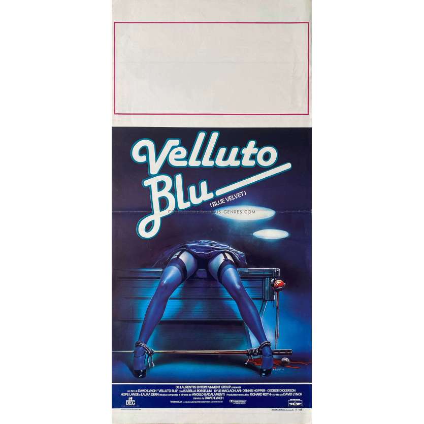 BLUE VELVET Affiche de cinéma- 33x71 cm. - 1986 - Isabella Rosselini, David Lynch