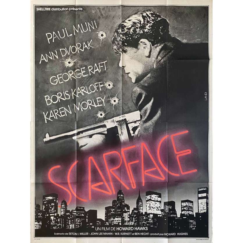 SCARFACE (1932) Affiche de cinéma- 120x160 cm. - 1932/R1970 - Paul Muni, Howard Hawks